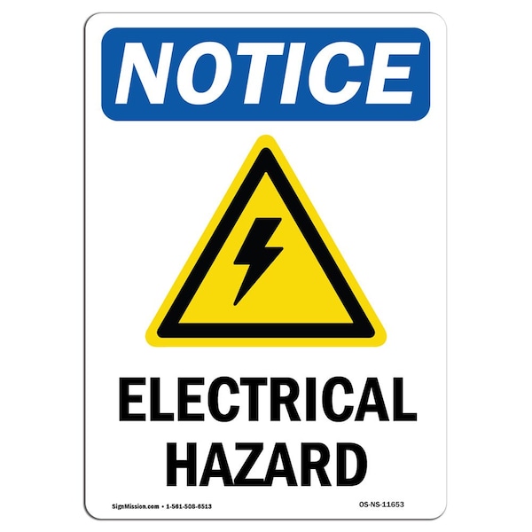 Sign, 5" H, 3.5" W, Electrical Hazard Sign With Symbol, Portrait, NS-D-35-V-11653-10PK